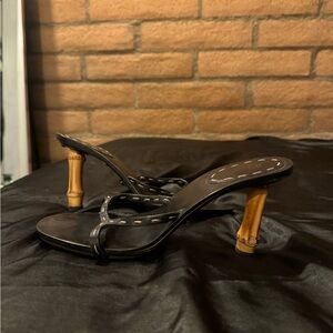 Vintage Gucci Tom Ford black bamboo sandal heels